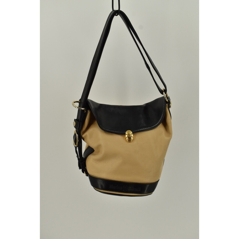 Vintage Marino Orlandi Bucket Bag Cross Body | Two-Tone Leather | Made in Italy